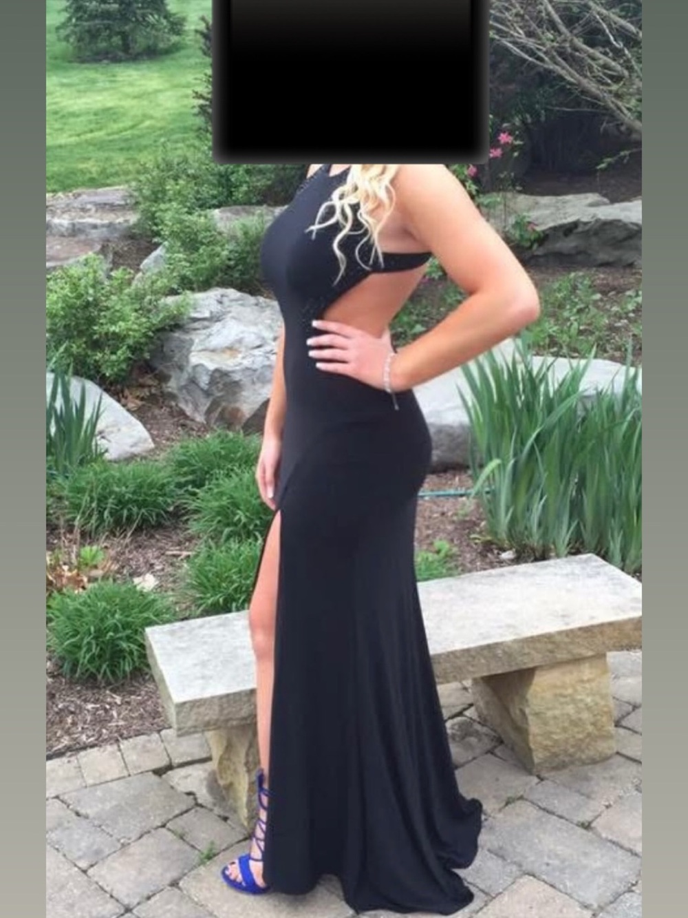 Fiesta Black Side-Cut Prom Gown with High Slit
